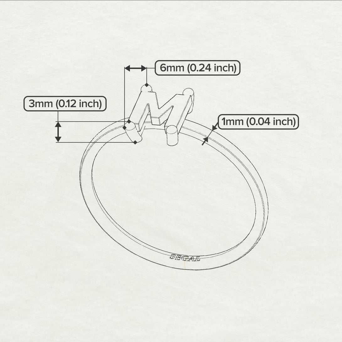 M Letter - Initial Gold Diamond Ring
